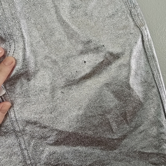 MSGM Coated Metallic Silver Mini Skirt 10 Concert Festival *read* - Picture 2 of 16